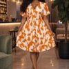 Premium Floral Print A-Line Dress