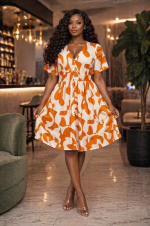 Premium Floral Print A-Line Dress