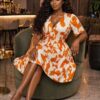 Premium Floral Print A-Line Dress