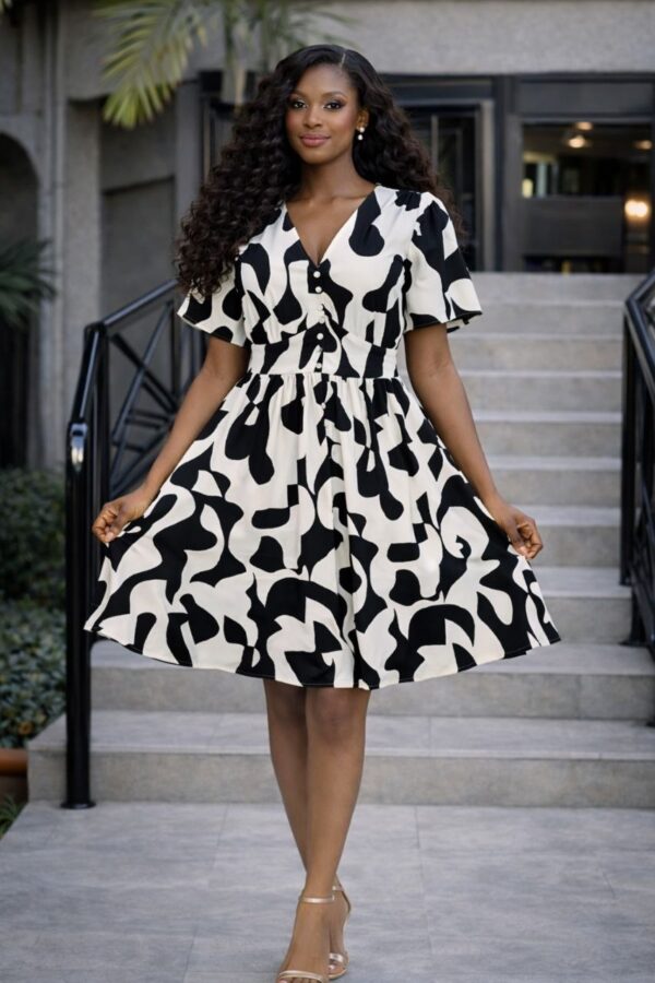 Premium Floral Print A-Line Dress