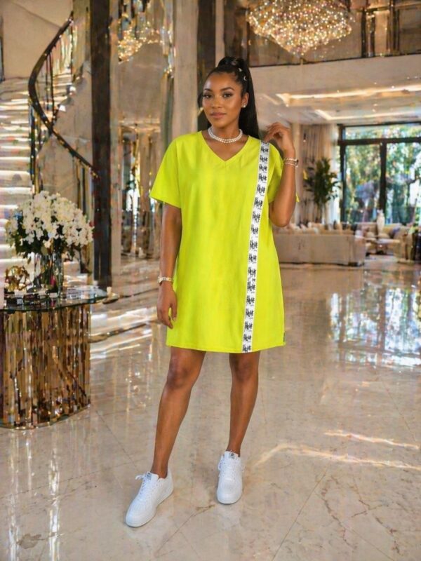 Premium V-Neck A-Line Dress CRY4091