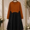 Premium Two-Tone Midi Dress