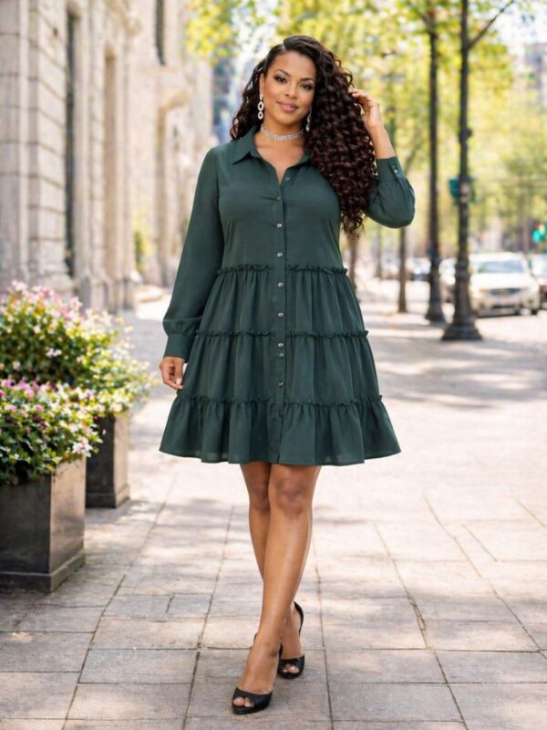 Women's Tiered Button Dress