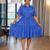 Women's Yellow Pleated Shirt Dress