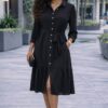 Premium Button-Front Shirt Dress with Belt