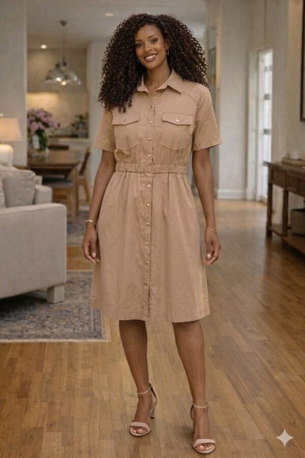 Women's Casual Button-Front Shirt Dress
