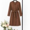 Premium Black Denim Shirt Dress with Belt