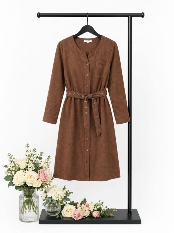 Premium Black Denim Shirt Dress with Belt