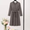 Premium Black Denim Shirt Dress with Belt