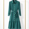 Premium Button-Front Shirt Dress with Belt