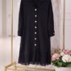 Black Button-Front Shirt Dress with Pleated Hem