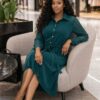 Professional Button-Front Shirt Dress