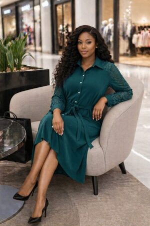 Professional Button-Front Shirt Dress