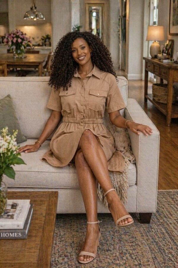 Women's Casual Button-Front Shirt Dress