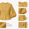 Women's Puff Sleeve Blouse with Pleated Skirt Set
