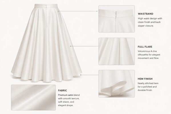 Women's Puff Sleeve Blouse with Pleated Skirt Set