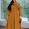 Premium Button-Front Midi Dress