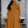 Premium Button-Front Midi Dress