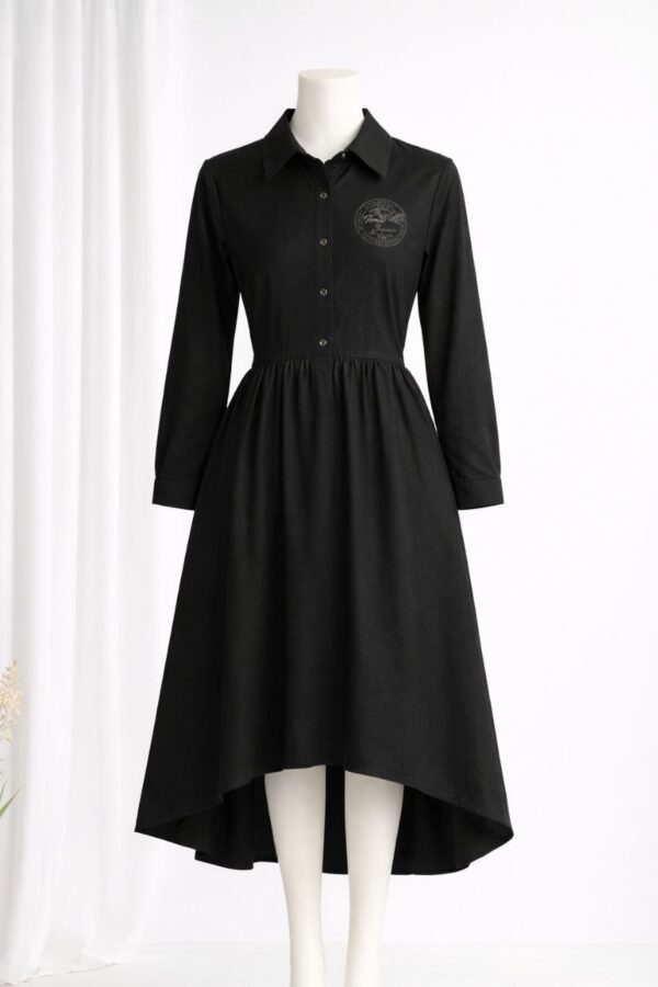 Premium Button-Front Midi Dress