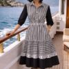 Black and White Striped A-Line Dress