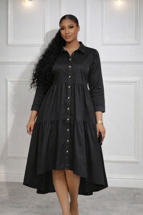 Women's White Button-Front Midi Dress