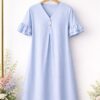 Light Blue V-Neck Casual Dress