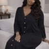 Premium Black Lace Button Dress