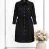 Classic Black Button-Front Dress