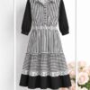 Black and White Striped A-Line Dress