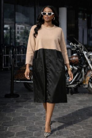 Women's Color Block Midi Dress