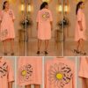 Women's Button-Up Shirt Dress with Graphic Print