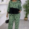 Women's Geometric Print Dress with Black Pleated Waist