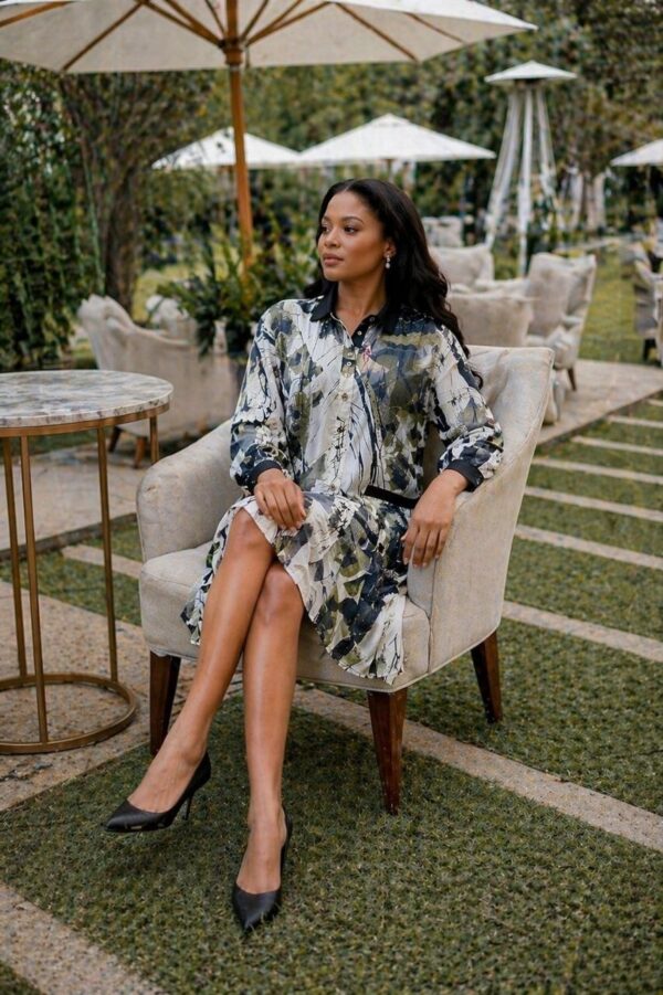 Women's Printed Button-Down Dress