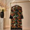 Premium Floral Print Dress - Black