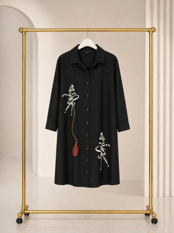 Premium Floral Print Dress - Black