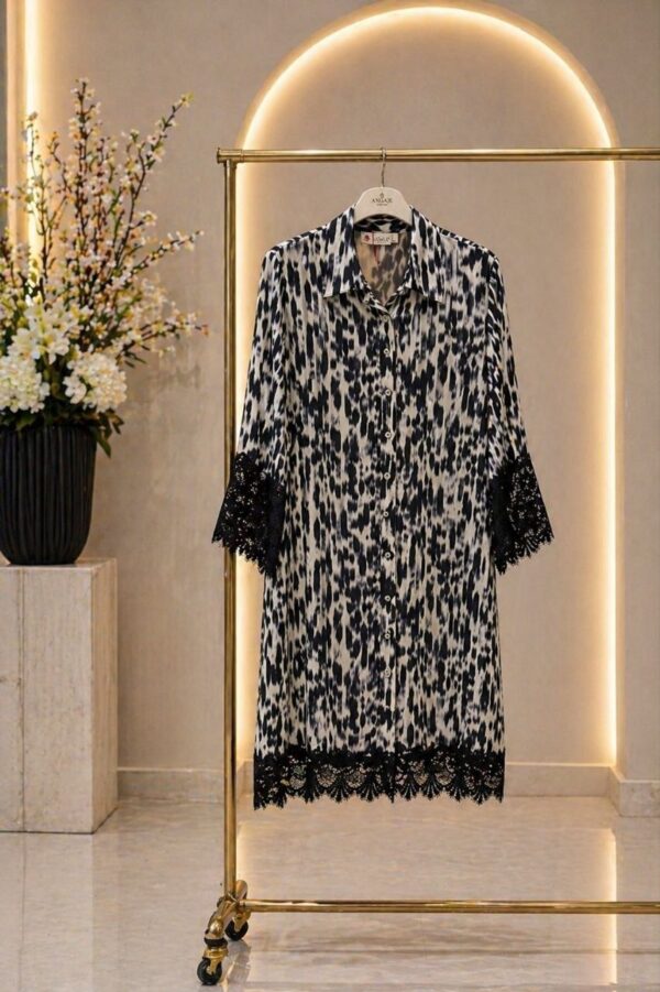 Premium Floral Print Dress - Black