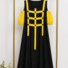 Premium Floral Print Dress - Black