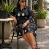 Premium Floral Print Dress - Black