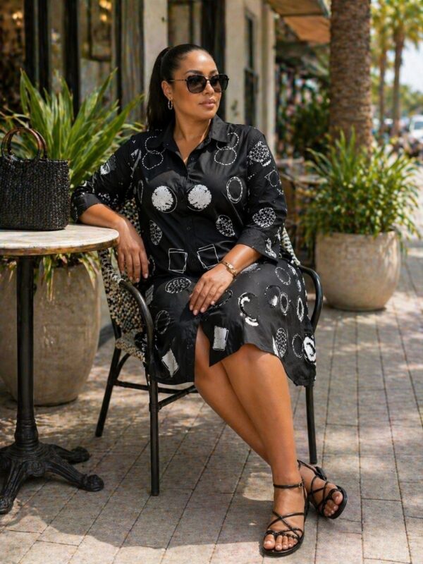 Premium Floral Print Dress - Black