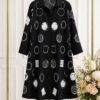 Premium Floral Print Dress - Black