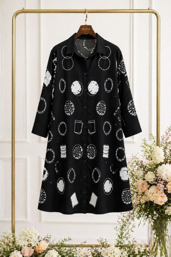 Premium Floral Print Dress - Black