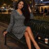 Premium Floral Print Dress - Black