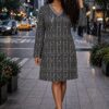 Premium Floral Print Dress - Black