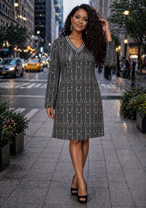 Premium Floral Print Dress - Black