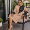 Elegant Color Block Shirt Dress