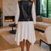 Elegant Color Block Shirt Dress