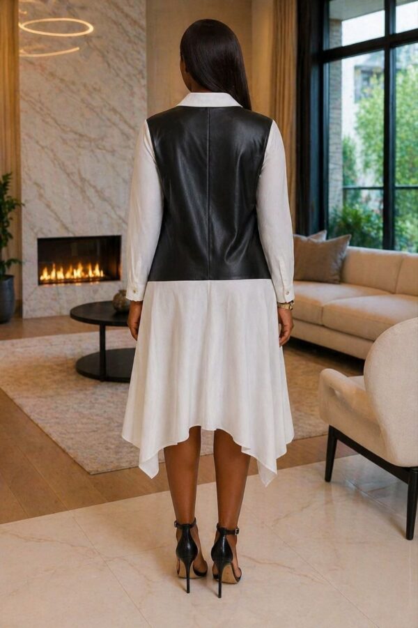 Elegant Color Block Shirt Dress