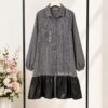 Elegant Color Block Shirt Dress