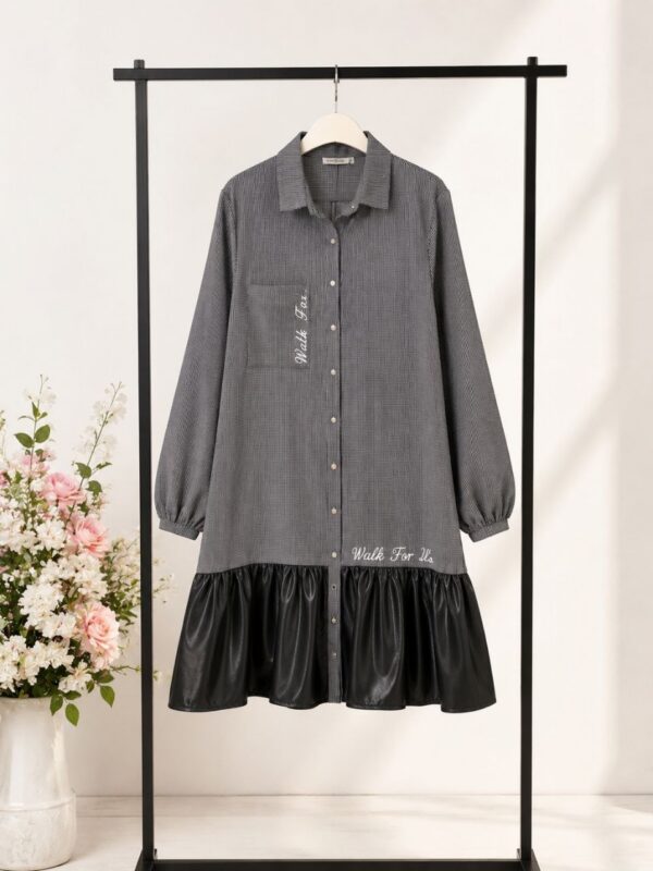 Elegant Color Block Shirt Dress