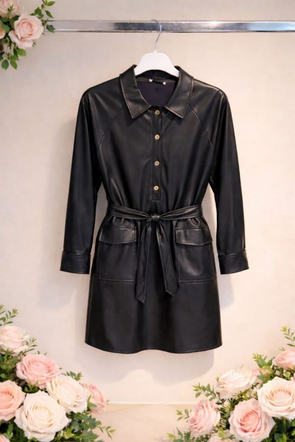 Elegant Color Block Shirt Dress